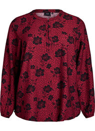 Langermet bluse med mønster og knapper, Port R. w. Flower 