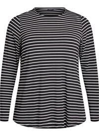 Langermet stripete bluse, Svart Langermet stripete bluse