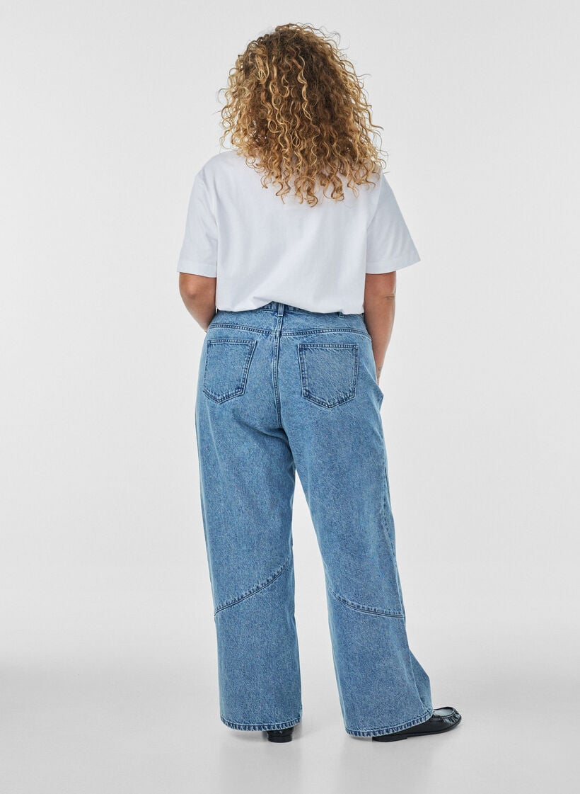 Jeans med wide fit og s&oslash;mdetaljer, Bl&aring;, Model image number 1