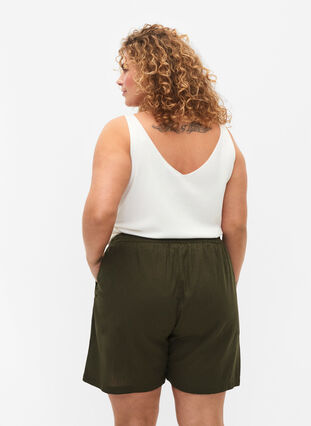 Løse shorts i bomullsmiks med lin, Forest Night, Model image number 1