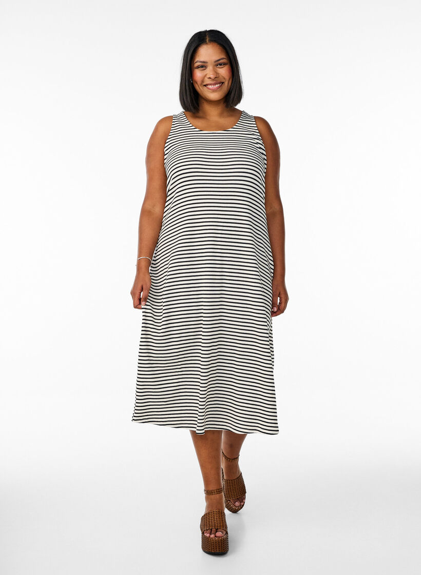 Stripete midi tankkjole, White Black Stripe, Model