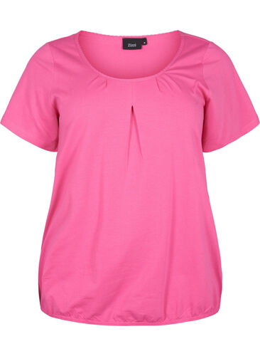 Kortermet T-skjorte i bomull, Shocking Pink, Packshot image number 0