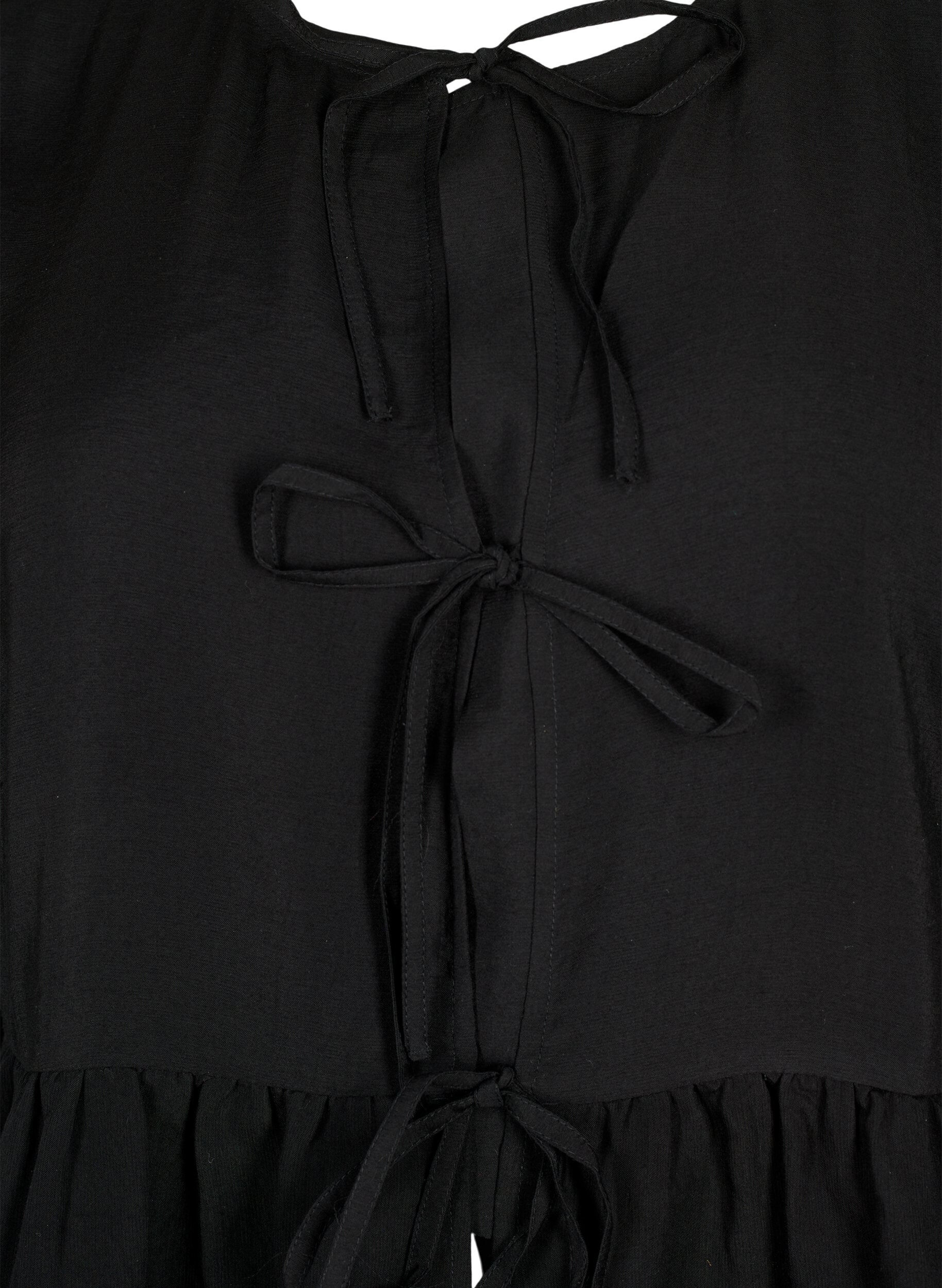 Zizzi Bluse i viskose med engelsk broderi, Black, Packshot image number 2