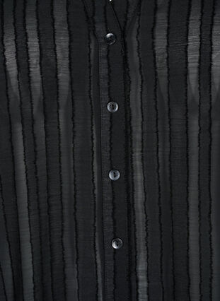 Zizzi Stripete skjortebluse med gjennomsiktige striper, Svart, Packshot image number 2