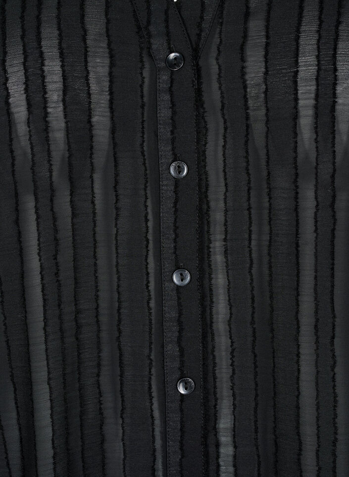 Stripete skjortebluse med gjennomsiktige striper, Svart, Packshot image number 2
