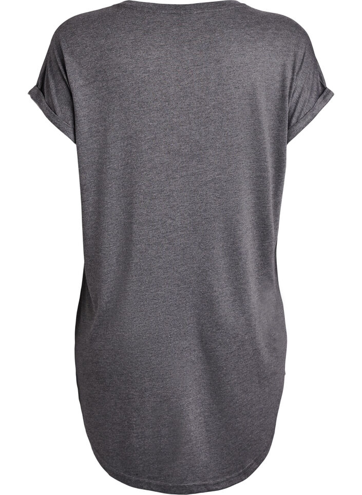 Nattkjole med korte ermer og tekstprint, Svart, Packshot image number 1