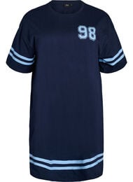 Kort T-skjortekjole med sporty detaljer, Bl&aring;