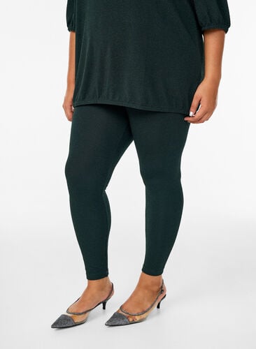 Zizzi Glittermønstrede leggings, Grønn, Model image number 0