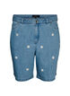 H&oslash;ymidjede denimshorts med blomsterbroderi, Bl&aring;, Packshot image number 0