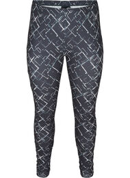 Lange leggings med mønster, Grey Graphic AOP