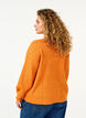 Ribbestrikket cardigan med knapper, Orange, Model image number 2