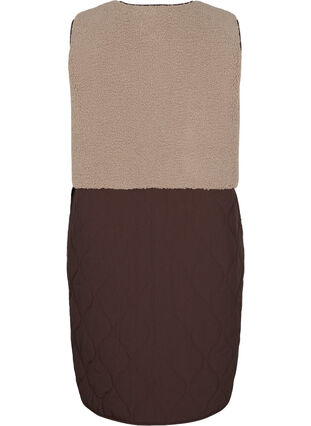 Lang quiltet vest i teddy med lommer, Fungi Comb, Packshot image number 1