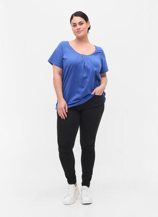 T-skjorte i bomull med korte ermer, Dazzling Blue, Model image number 2