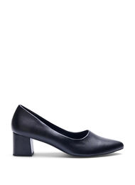 Wide fit - Pumps i skinn med spiss tå, Black