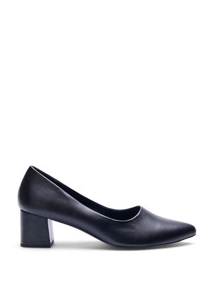 Zizzi Wide fit - Pumps i skinn med spiss tå, Black, Packshot image number 0