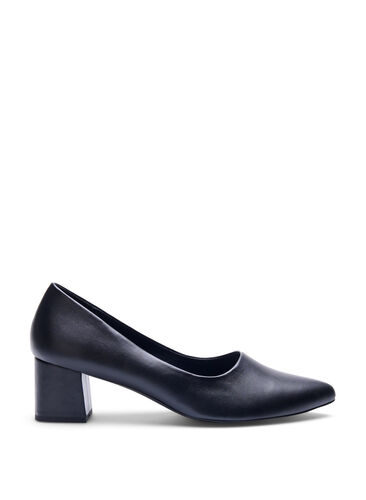 Zizzi Wide fit - Pumps i skinn med spiss tå, Black, Packshot image number 0