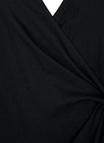 Viskosekjole med lange ermer og slå-om-look, Black, Packshot image number 2