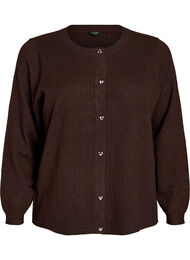 Strikket cardigan med hjerte hullbroderi, Brun