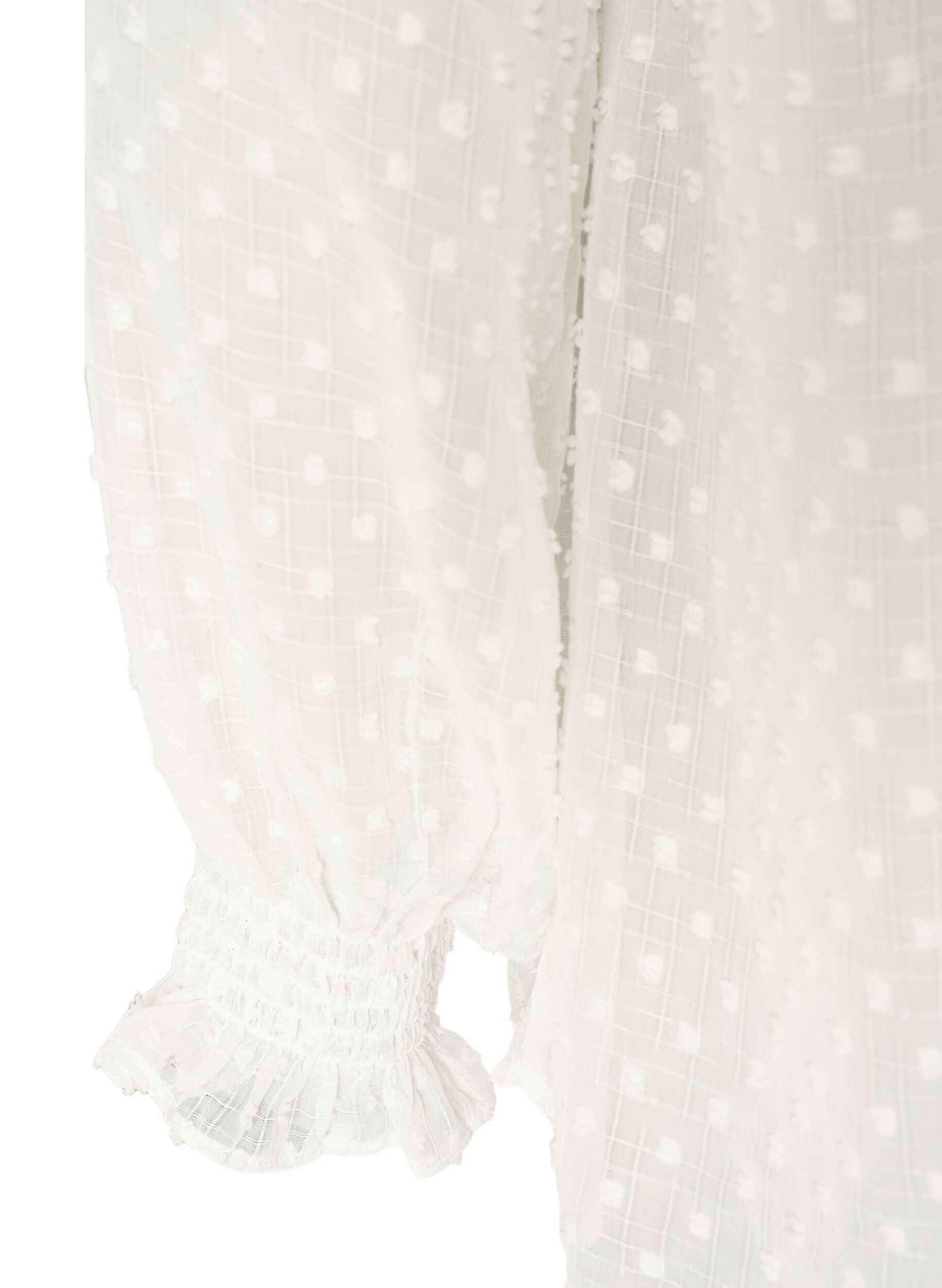 ZizziSkjortebluse med blondeinnlegg og prikkem&oslash;nster, Vanilje, Packshot image number 3