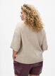 Løs strikket bluse med korte ermer, Beige, Model image number 2