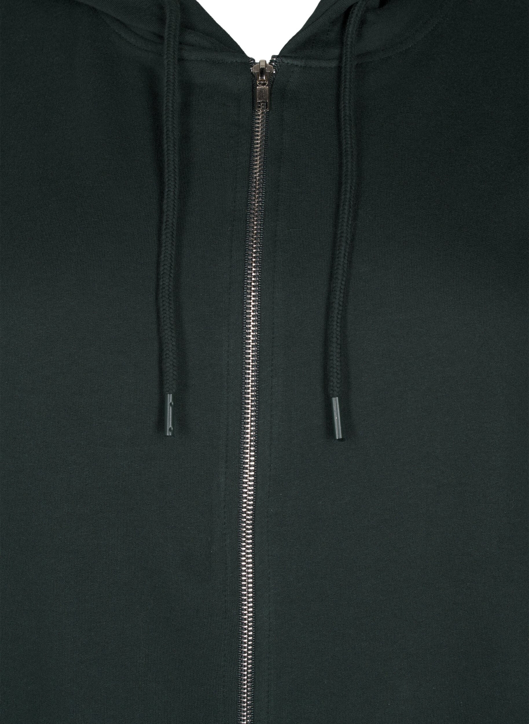 Zizzi Lang treningscardigan i bomull med hette, Gr&oslash;nn, Packshot image number 2