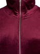 Velour-cardigan med glidel&aring;s og h&oslash;y krage, M&oslash;rk Bordeaux, Packshot image number 2