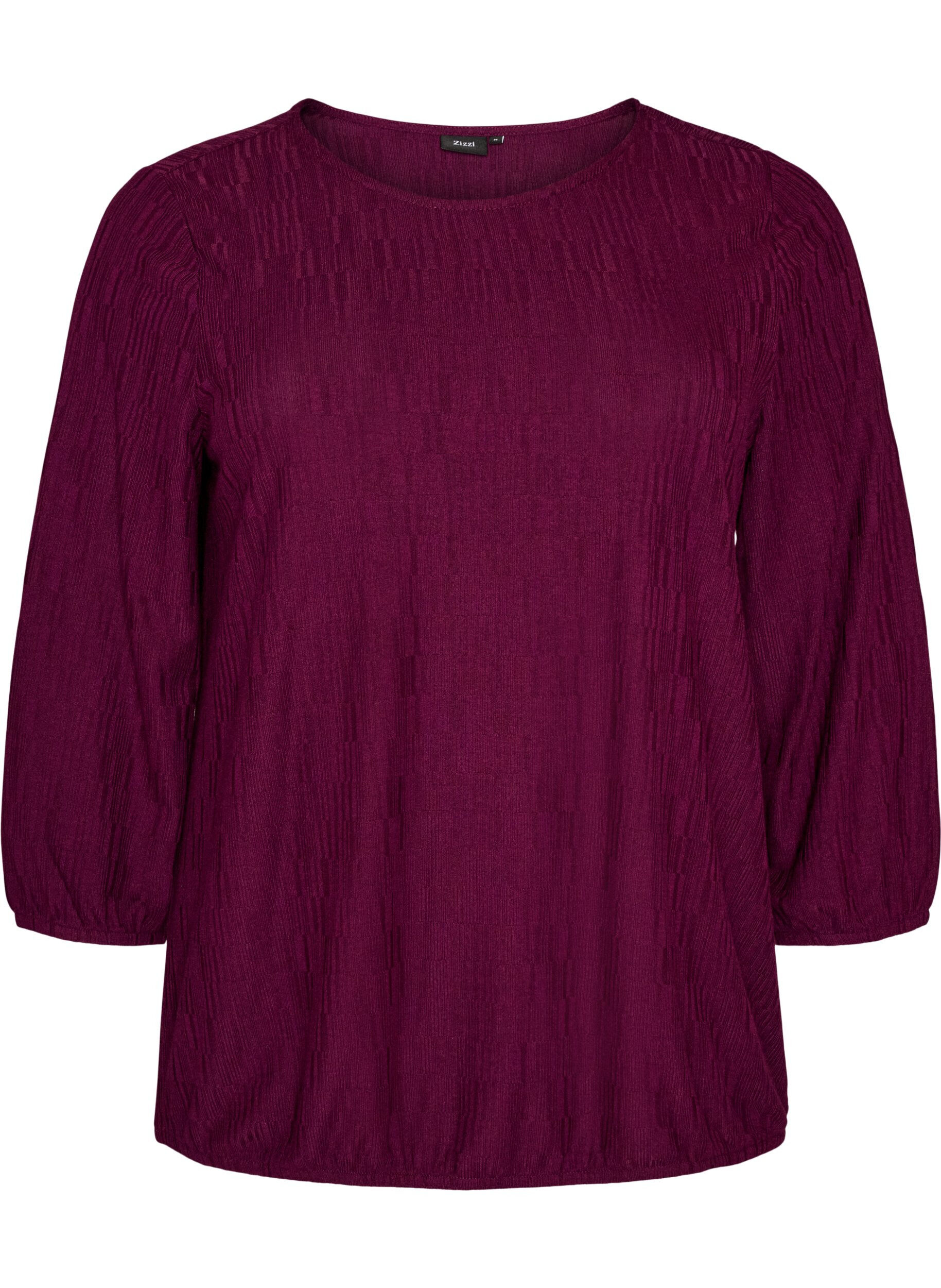 Bluse med tekstur og 3/4 ermer