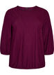 Bluse med tekstur og 3/4 ermer, Lilla, Packshot image number 0