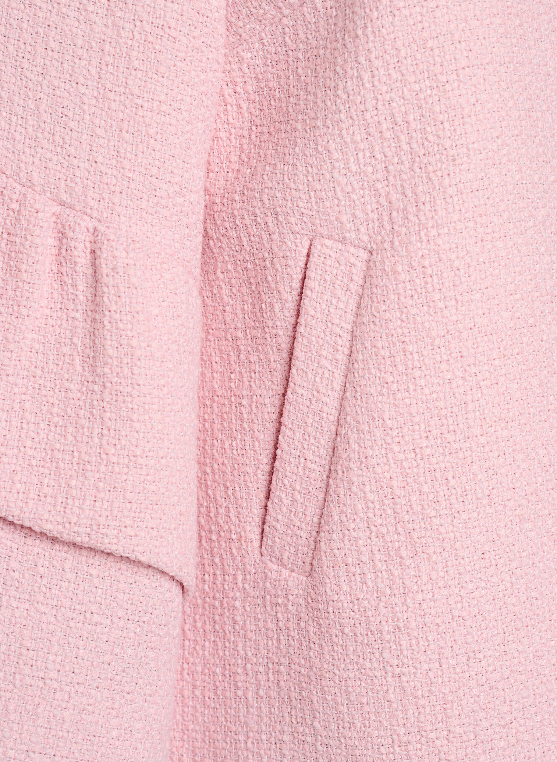 ZizziBoucl&eacute;-jakke med rysjedetaljer, Rosa, Packshot image number 3