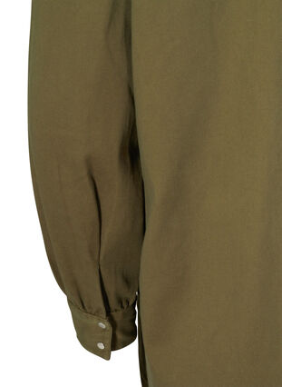 Lang bomullsskjorte med puffermer, Ivy Green, Packshot image number 3