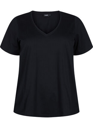 Zizzi FLASH - T-skjorter med V-hals, 2 stk., Black/Black, Packshot image number 2