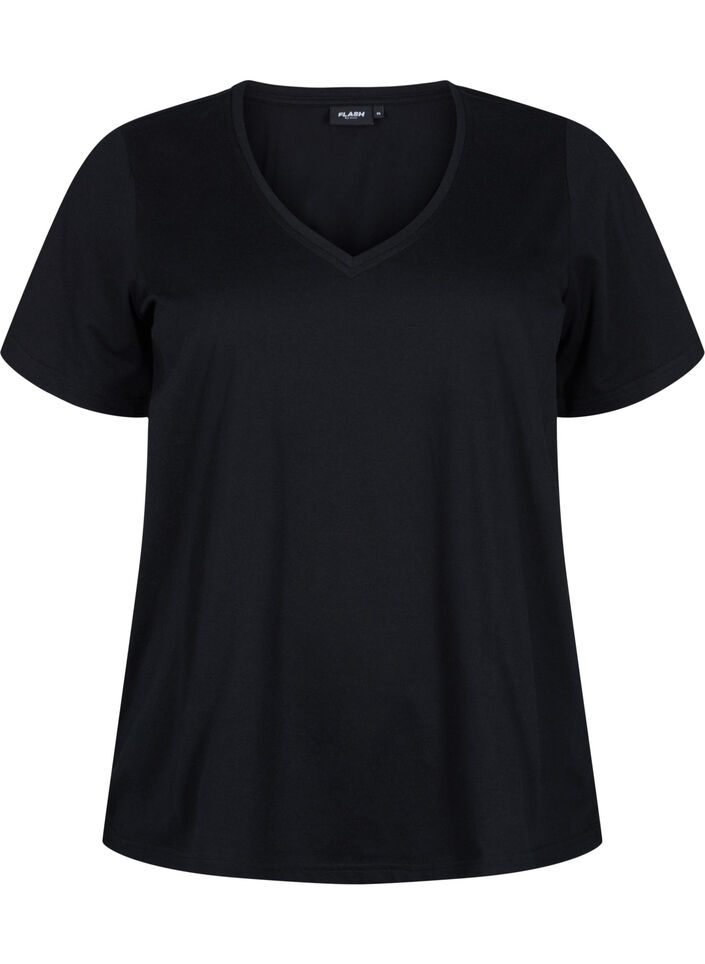 FLASH - T-skjorter med V-hals, 2 stk., Black/Black, Packshot image number 2