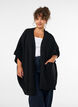 Cardigan med &aring;pen front og vide ermer, Svart, Model image number 0