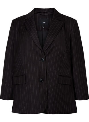 Zizzi Pinstripet jakke, Black W. Pinstripe, Packshot image number 0