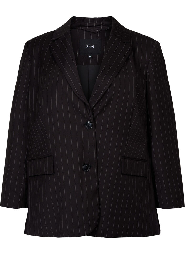 Pinstripet jakke, Black W. Pinstripe, Packshot image number 0