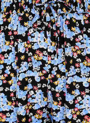 Løse pysjamasbukser i viskose med mønster, Black Blue Flower, Packshot image number 2