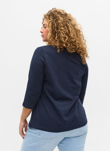 Basis t-skjorte med 3/4-ermer, Navy Blazer, Model image number 1