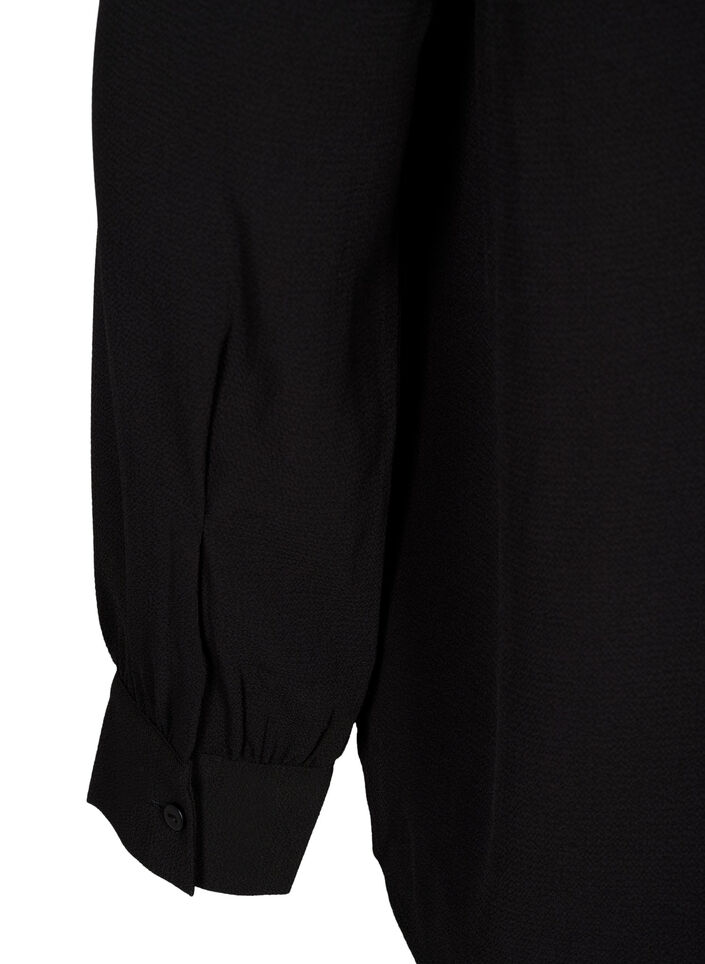 Ensfarget skjorte med krage, Black, Packshot image number 4