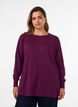 Strikket bluse med rund hals og strikket m&oslash;nster, R&oslash;d, Model image number 0
