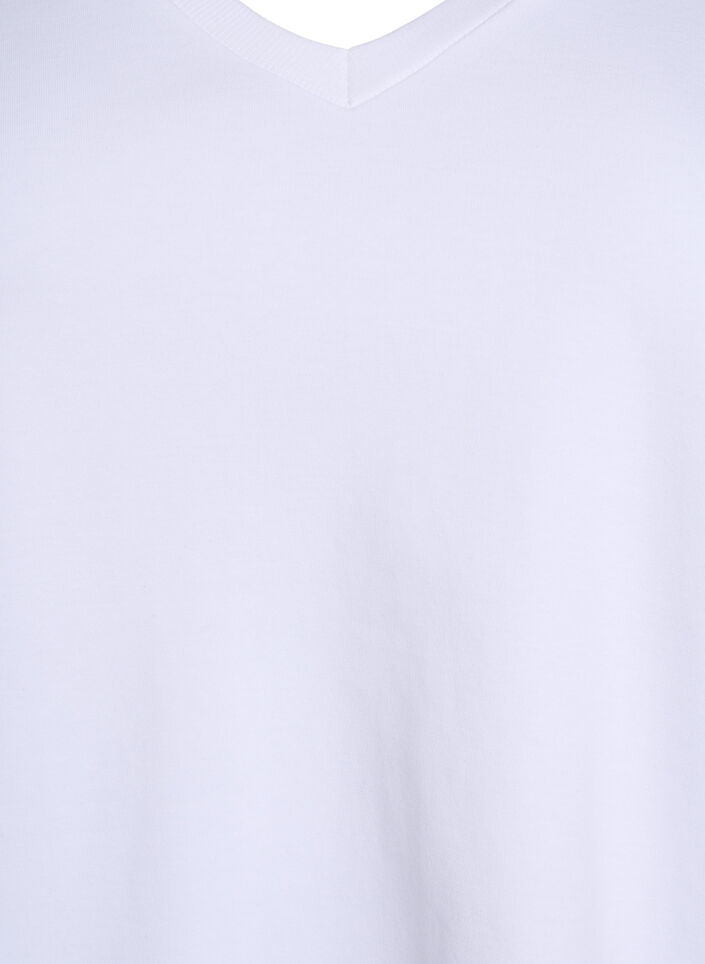 Basis V-hals T-skjorte i økologisk bomull, Hvit, Packshot image number 2