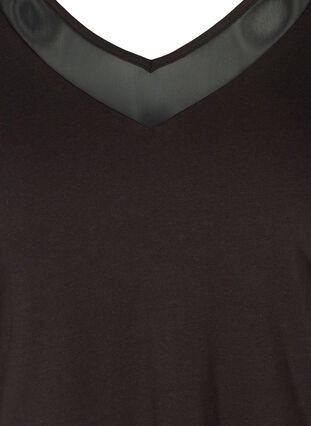 T-skjorte med V-hals og mesh, Black, Packshot image number 2
