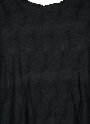 FLASH - Kjole med tekstur og 3/4-ermer, Black, Packshot image number 2