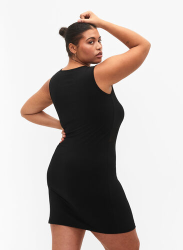 Ermeløs kjole med slim fit, Black, Model image number 1