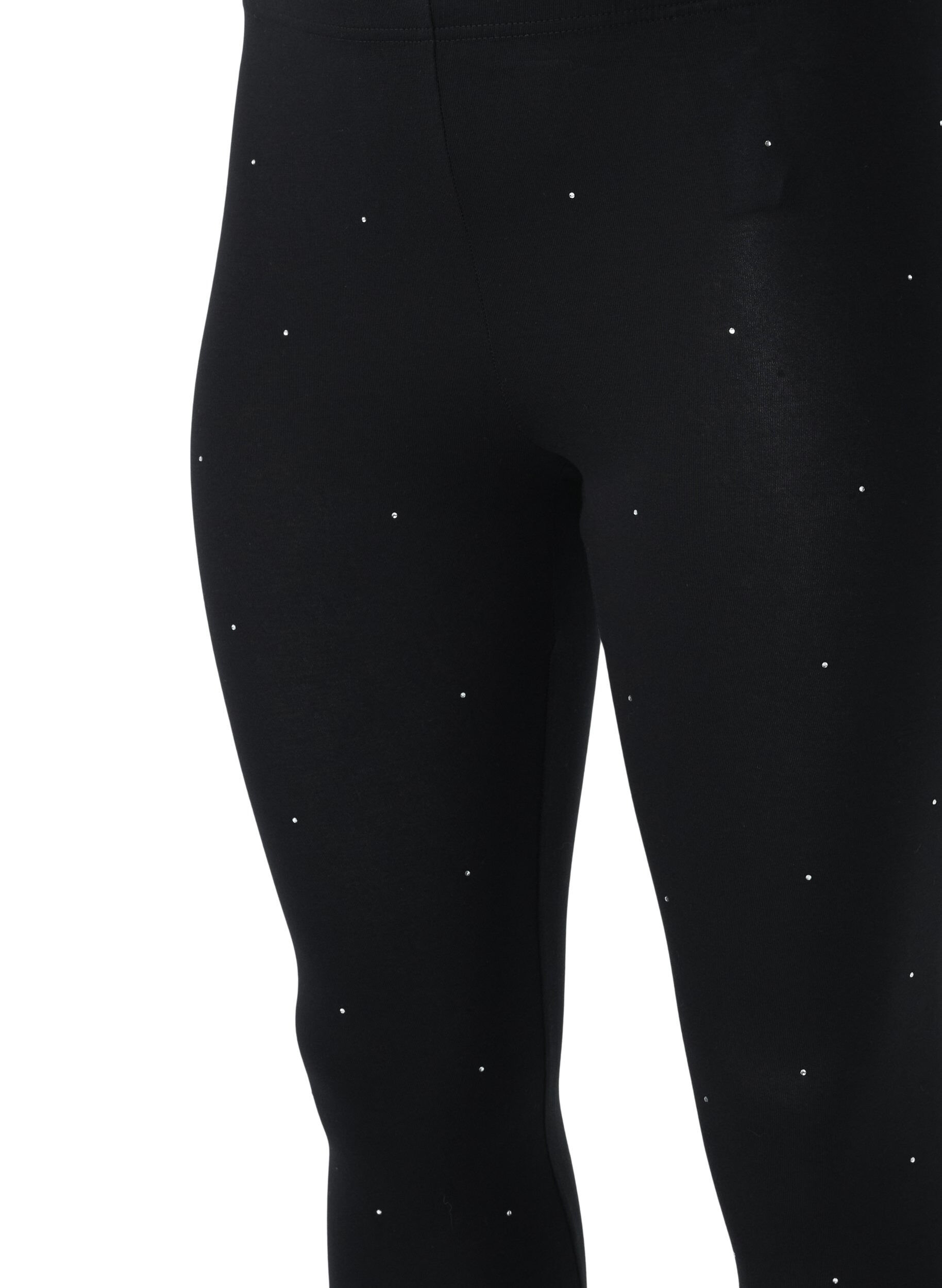 Zizzi Viskose tights med paljetter, Black, Packshot image number 2