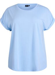 Kortermet t-skjorte i en bomullsblanding, Bl&aring;