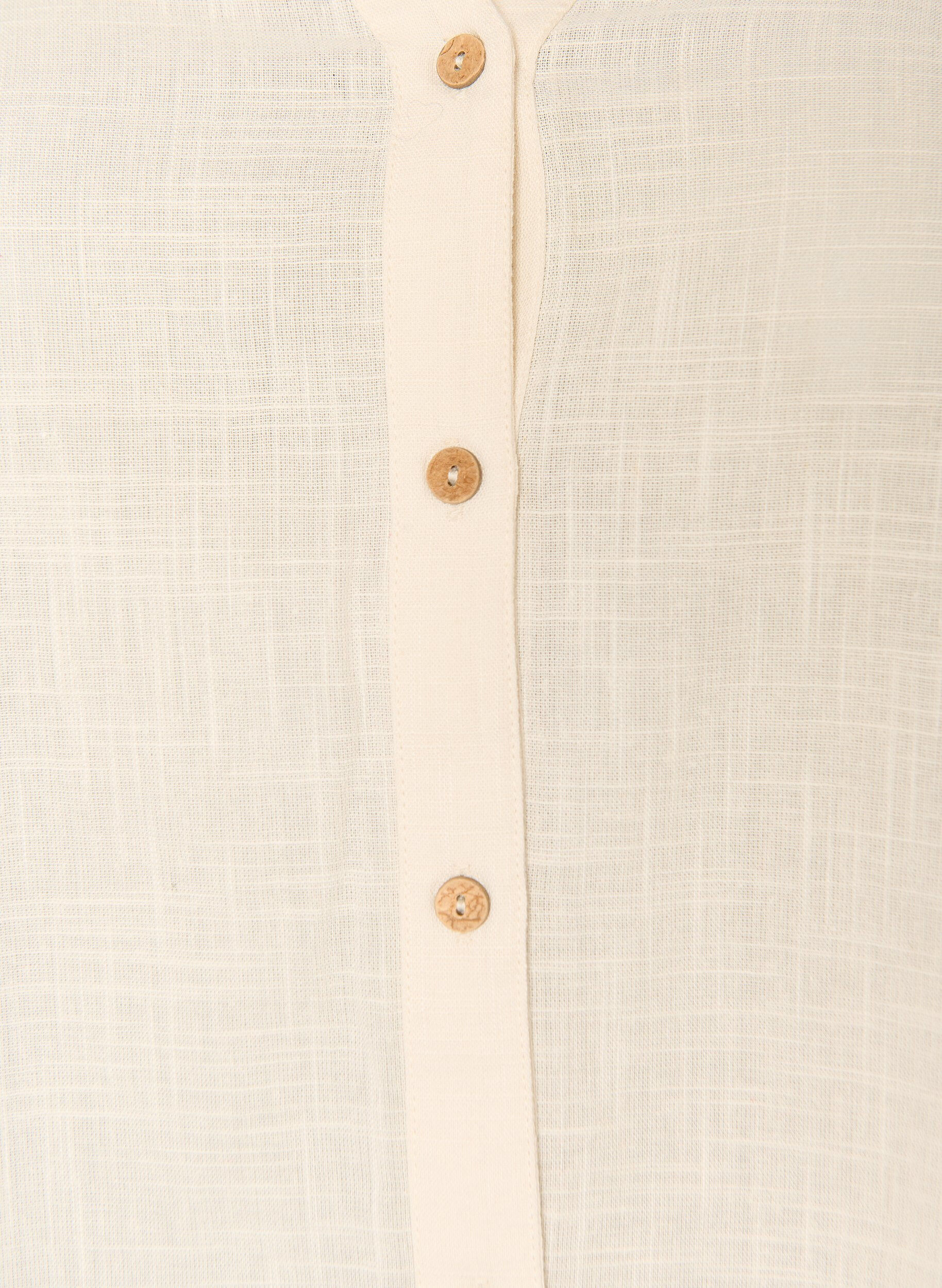 ZizziBomullsbluse med V-hals, Vanilje, Packshot image number 2