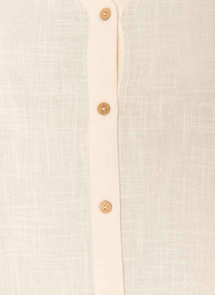 Bomullsbluse med V-hals, Vanilje, Packshot image number 2