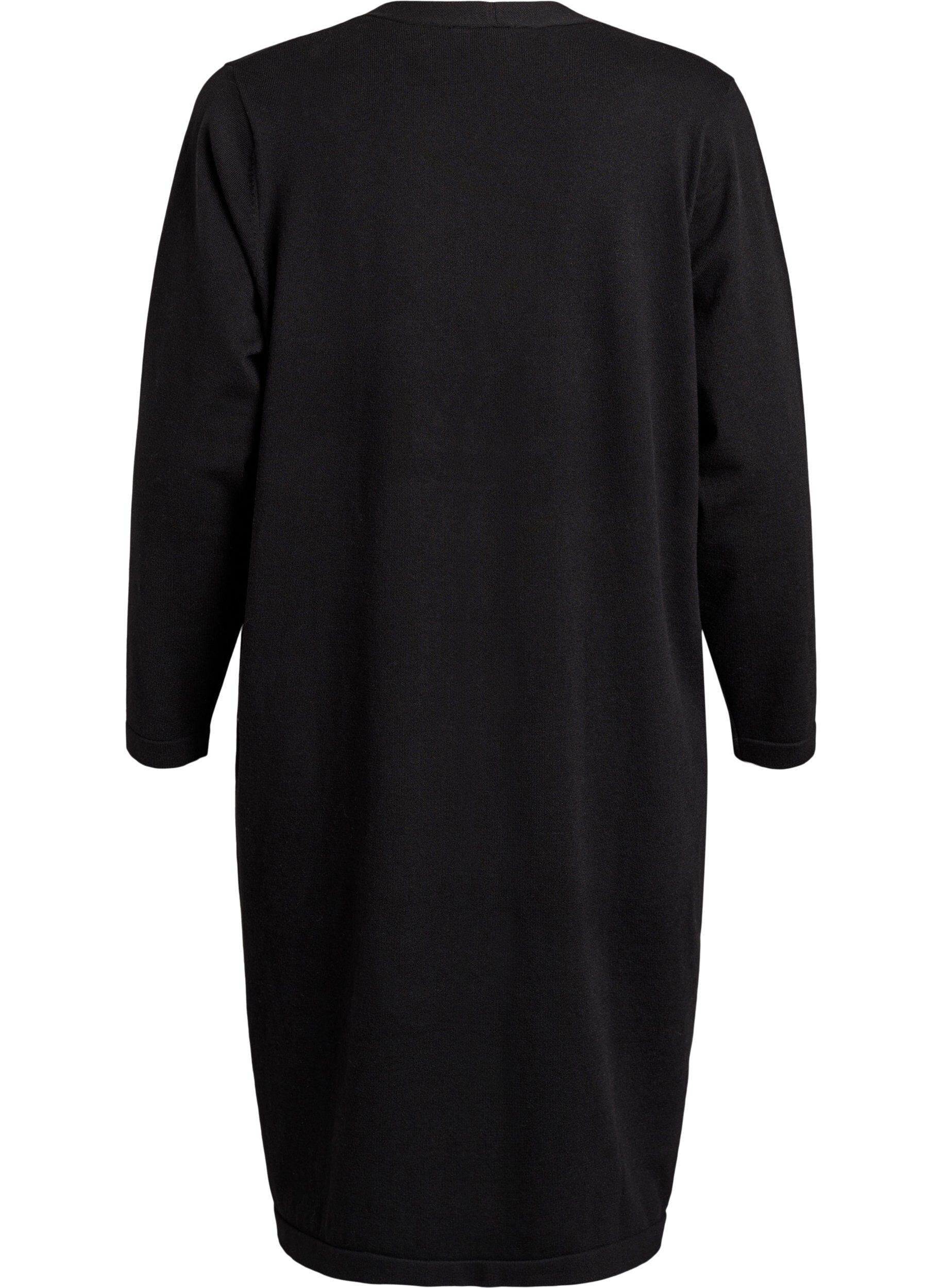 ZizziLang, &aring;pen cardigan med lommer, Svart, Packshot image number 1