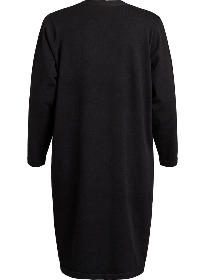 Lang, &aring;pen cardigan med lommer, Svart, Packshot image number 1