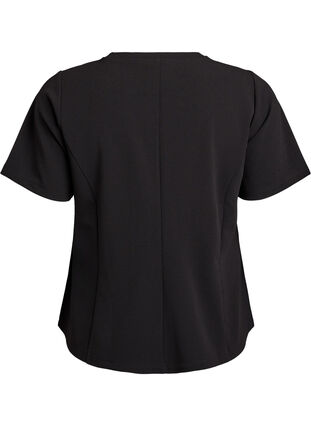 Zizzi Kortermet bluse med figursydde innsnitt, Svart, Packshot image number 1